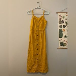 Yellow Button Down Spaghetti Strap Dress - Old Navy - Size Medium